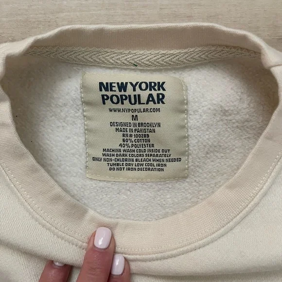 Ralph Lauren Cream and Navy Crewneck Sweater - Picture 2 of 2